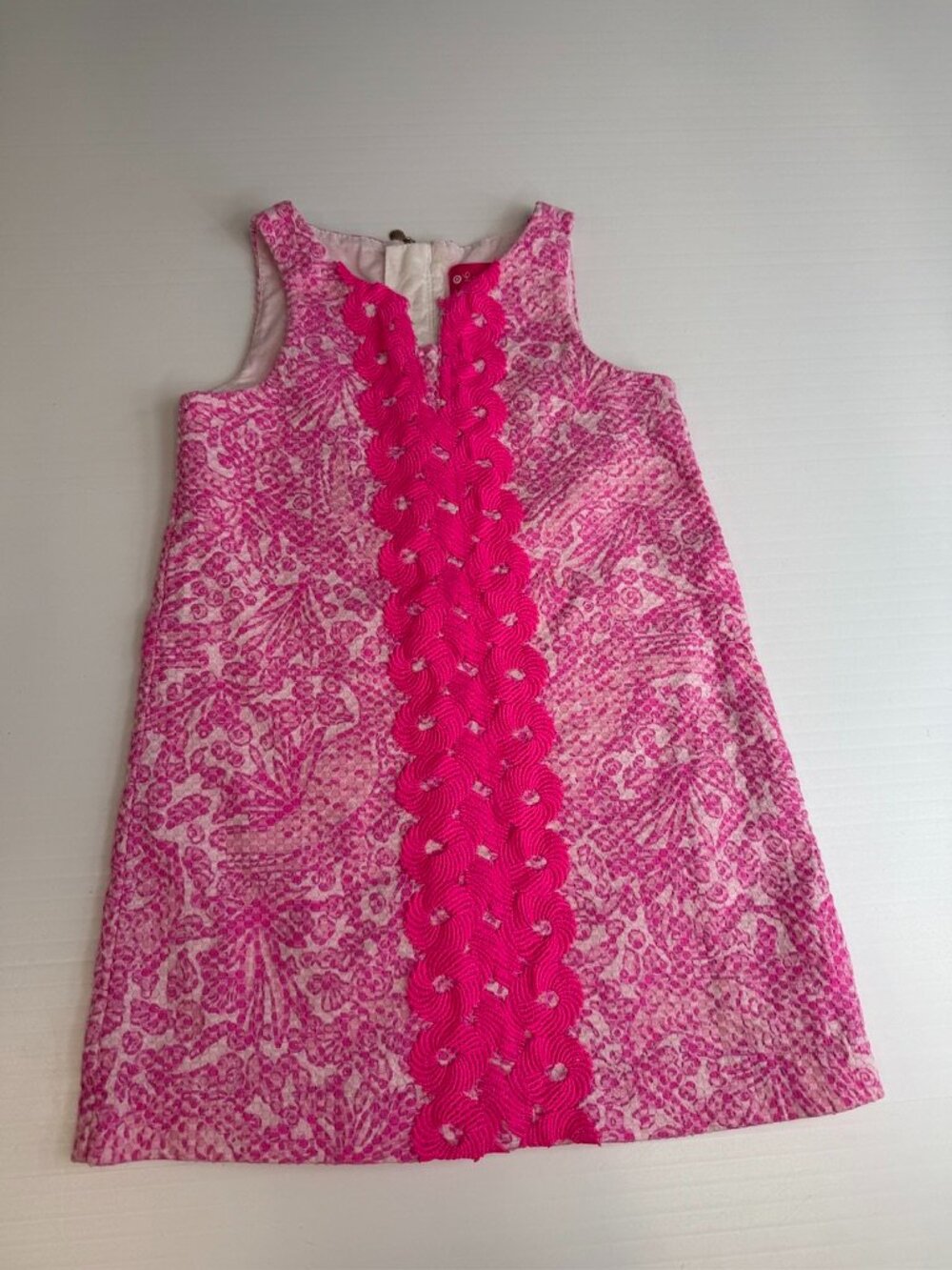 Lilly Pulitzer Dress Girl 3T Ocean Pineapple Trim Zip Pink Play School Party Ex